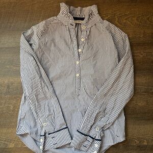 Vineyard Vines Navy and White Striped Button-Down Shirt
